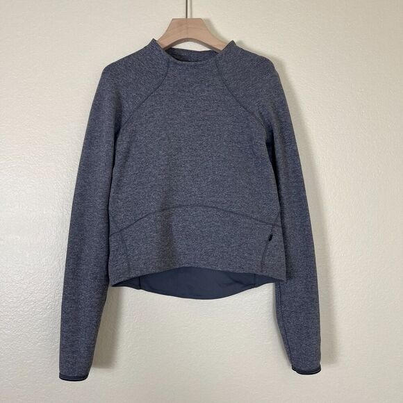 Lululemon Women Size 8 Heathered Slate Hill And Valley Mock Neck Sweater Outdoor - Picture 6 of 15
